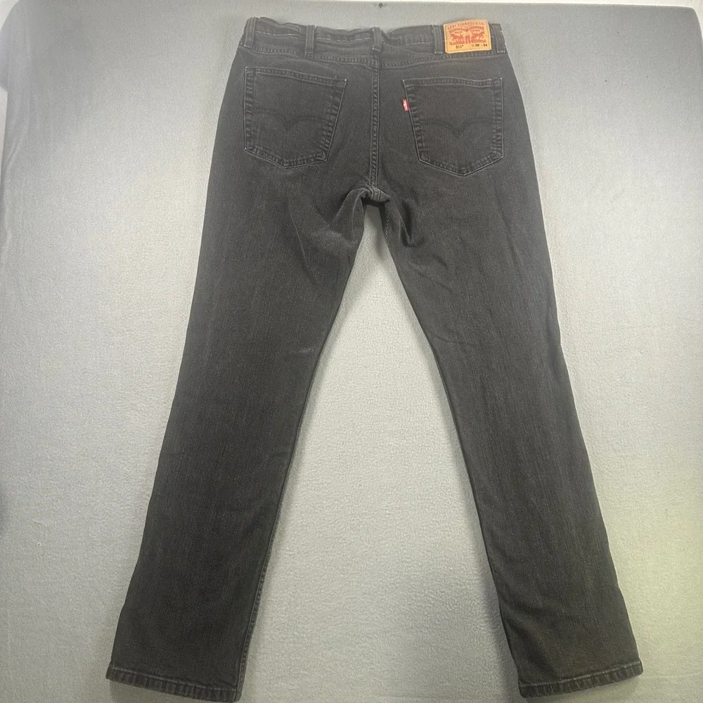 Levis 511 Slim Fit Jeans Mens 38x34 Washed Black Denim Pants 04511-5382